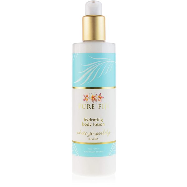 PURE FIJI Body Lotion Hydrating - Moisturizing Lotion for Dry Skin with Coconut Milk and Vitamin E, Organic Body Lotion For Women and Men, White Gingerlily Scent, 12 oz