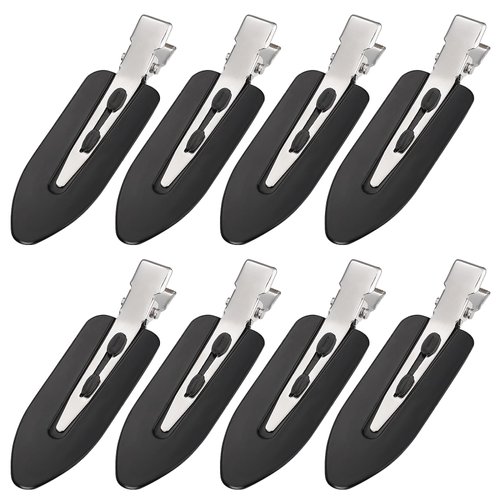 8Pcs No Bend Hair Clips - No Crease Hair Clips Styling Duck Bill Clips No Dent Alligator Hair Barrettes for Salon Hairstyle Hairdressing Bangs Waves Woman Girl Makeup Application, Black