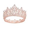 SH Full Round Queen Crown for Women, Rhinestone Princess Tiaras and Crowns Rose Gold Birthday Tiara Headband Halloween Party Hair Accessories Cake Topper