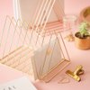 Sooyee 9 Slot Rose Gold Magazine Holder,Desktop File Sorter Organizer Triangle Bookshelf Decor Home Office