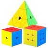 CFMOUR Speed Cube Set - Moyu Meilong 2x2x2 3x3x3 Pyramid Cube Bundle | Stickerless Magic Cubes with Smooth Turning | Brain Teaser Puzzle Toys for Kids & Adults