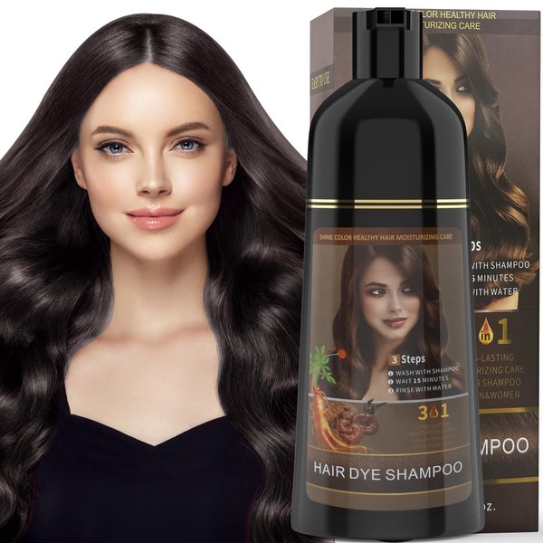 Beiler Hair Dye Shampoo Instant Herbal Ingredients Hair Coloring Shampoo Gray Hair for Men 100% Gray Coverage Women Long Lasting Hair Color (Dark Brown)