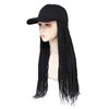 Yunkang Baseball Cap Wig Box Braid Hair Extensions with Hat Black Color Hat Wig with 18inch Long Braided Hair for Women Girls(Black cap 1B)