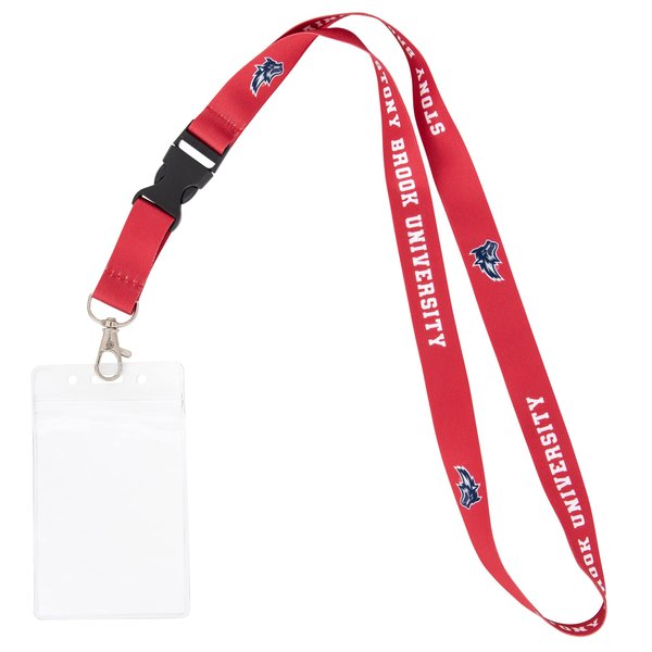 Desert Cactus Stony Brook University Seawolves Car Keys College ID Badge Holder Lanyard Keychain Detachable Breakaway Snap Buckle (w/Pouch Red)