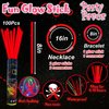 ILHSTY 100 Pcs 8'' Red Glow Sticks Glow Necklaces In The Dark Party Favors Supplies Bright GlowSticks Bulk with Accessories for Birthday Christmas New Year Halloween 4th of July Neon Party (Red*100)
