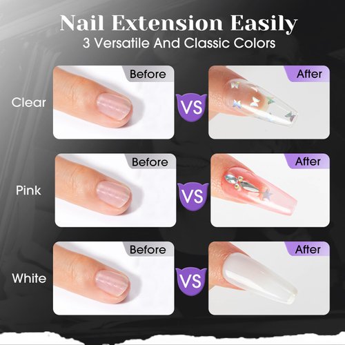 ROSALIND Acrylic Powder Kit, Clear Pink Acrylic Nail Powder Set Polymer Nail Powder with Acrylic Liquid Acrylic Nail Brush Nail Forms and DIY Nail Art Tools Nail Acrylic Extension Kit for Beginner