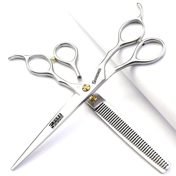 Professional Barber Hair Cutting Scissors/Shears (7-Inches) Stainless Steel Hairdressing Scissors (7 inch-2pc)