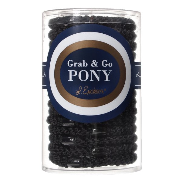 L. Erickson U.S.A. Grab & Go Ponytail Holders - Black - 15 Pack No Damage Hair Bands for Women