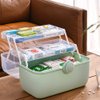 YXQ First Aid Box, Plastic Removable 3-Tier Fold Tray Pill Case Portable Handled Medicine Storage Organizer Box Empty Tackle Bin for Home/School/Office,Green