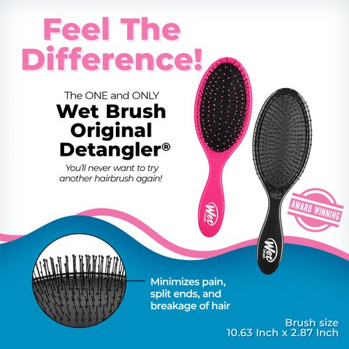 Wet Brush Original Detangler Hair Brush - Pink and Black (Pack of 2) - Exclusive Ultra-soft IntelliFlex Bristles - Glide Through Tangles With Ease For All Hair Types - For Women, Men, Wet And Dry Hair