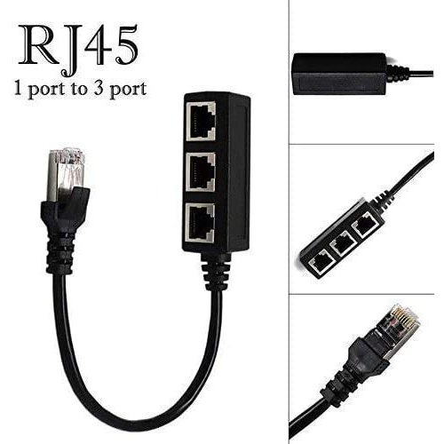 KOROMU RJ45 Ethernet Splitter Cable,RJ45 1 Male to 3 x Female LAN Ethernet Splitter Adapter Cable Suitable Super Cat5, Cat5e, Cat6, Cat7 LAN Ethernet Socket Connector Adapter
