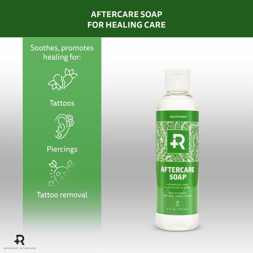 Recovery Aftercare - Aftercare Soap - Hydrating, Gentle Cleanser for Body Modification Aftercare - Natural Wash for Piercing & Tattoo Aftercare (4 oz)