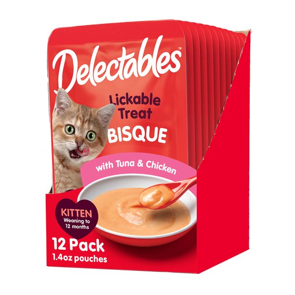 Delectables Bisque Kitten Lickable Wet Cat Treats - Tuna & Chicken (pack of 12) ( Packaging May Vary )