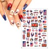 8 Sheets 4th of July Nail Art Stickers Decals Red White Blue Designs USA Independence Day Patriotic Nail Stickers 3D Self-Adhesive American Flag Flame Heart Star Nail Decals Supplies for Women