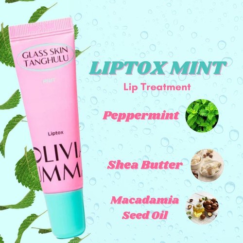 OLIVIAUMMA - Glass Skin Tanghulu Liptox Mint for Dry Cracked Lips, Infused with Macademia Seed Oil, Peppermint & Shea Butter, Lip Care Moisturizer - 10ml / 0.33 fl oz