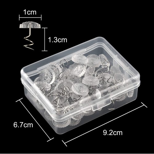 KUUQA Upholstery Twist Pins Clear Heads Bed Skirt Pin for Hold Slipcovers and Bedskirts Decoration, 50 Pcs