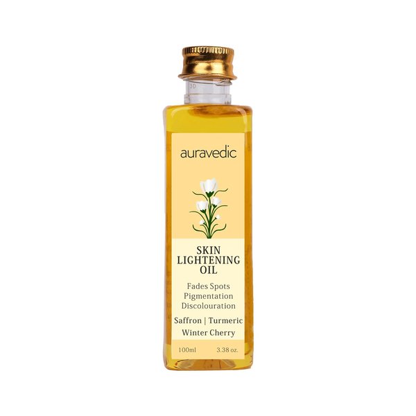 Auravedic Skin Oil 100ml (3.38 Fl Oz) for Radiant Skin | with Saffron Ashwagandha & Turmeric | Massage Oil for Face | for Adult with Oily Dry & All Skin | Organic and Natural