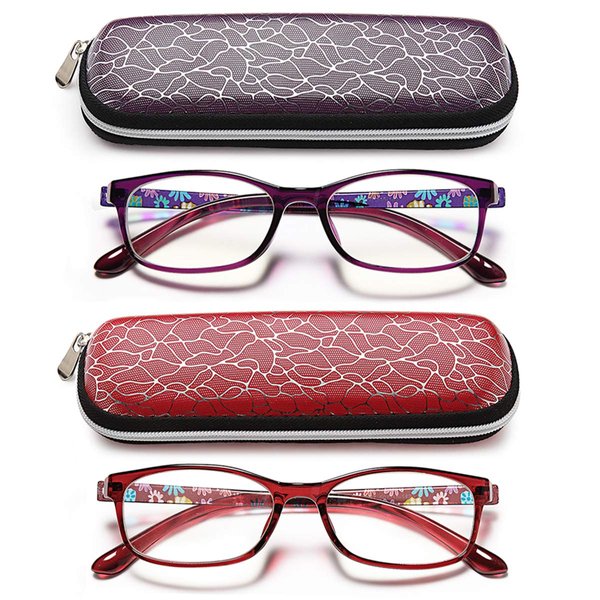 EYEURL Blue Light Blocking Readers for Women - Set of 2 Ladies Computer Reading Glasses +2.0 Choose Your Magnification Lightweight and Comfortable