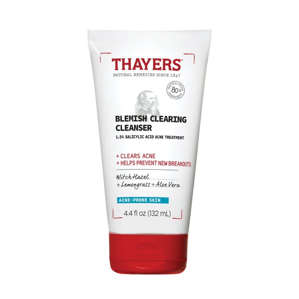 THAYERS Blemish Clearing Face Cleanser with 1.5% Salicylic Acid, Acne Treatment Face Wash, Soothing and Non-Stripping Skin Care, 4.4 Fl Oz
