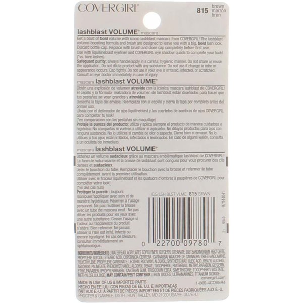 CoverGirl LashBlast Volume Mascara, Brown [815] 0.44 oz (Pack of 3)
