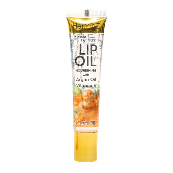 HerMINE Nourishing Lip Oil with Argan Oil & Vitamin E Clear Long Lasting Hydrating Lip Moisturizing Gel 15g / 0.52oz (Argan Oil)