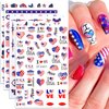 8sheets National Flag Nail Stickers American Independence Day Nail Decal Nail Art Decoration Supplies National Flag Star Butterfly Heart Shape Design for Women Nail Art Accessories