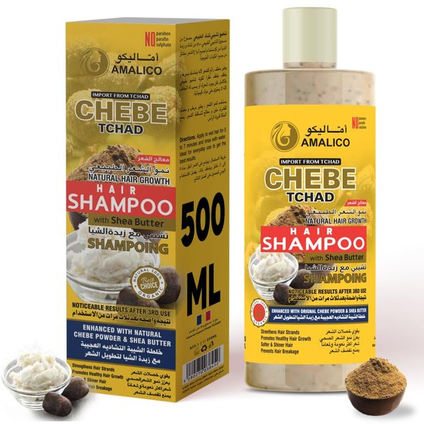 Sulfate Free Shampoo with Chebe Powder and Shea Butter (16.9 OZ) Hair Shampoo for Hair Growth and Anti-dandruff Shampoo