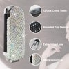 Owemtao Bling Travel Hair Brush with Mirror, Rhinestone Compact Collapsible Brush for Women (Silver)