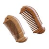 Pack of 2 100% Handmade Natural Green Sandalwood Hair Combs-Exquisite Fish Shapes Hand-sized Anti-Static Hair Detangler Wooden Pocket Comb-Wide Tooth & Fine Tooth Hair Combs(Wide Tooth & Fine Tooth)