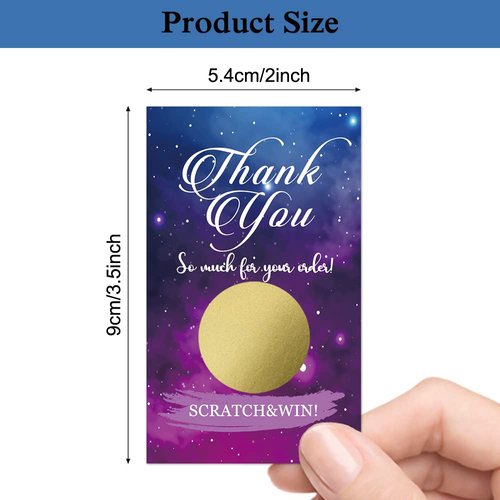 Haizct 50 Pack Thank You Blank Gift Certificate Scratch Off Cards for Small Business, Spa Beauty Makeup Hair Salon, Bridal Shower, Baby Shower, Country Wedding (Thank You CardG), Gold-GK092