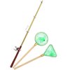 Miniature Fishing Rod 1Set of Miniature Fish Rod Fishing Net Mini House Fishing Rod Models for 1:12 Dollhouse Garden Beach Pond Accessories（Green） Dollhouse Min Fishing Pole