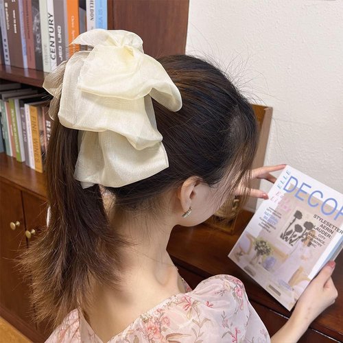 Bow Banana Hair Clips for Women Claw Clips Bow Ponytail Holder Clips for Women Girls Hair Bows White Bowknot Hair Bow Ties Clips for Women Birthday Christmas Gifts Wedding Claw Clips for Hair