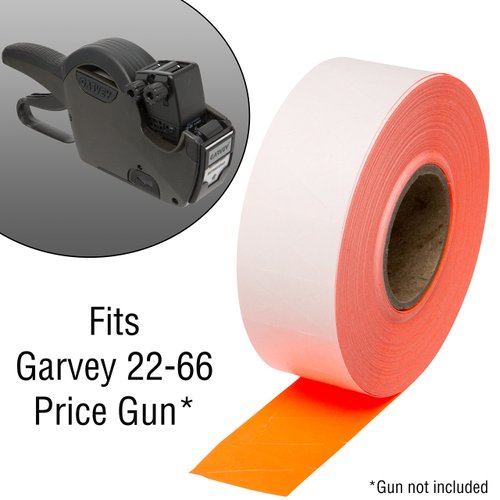 2216 Flou. Red Pricing Labels for Garvey 22-66/22-77/22-88 Two Line Pricing Gun - 9 Rolls - 9,000 Pricemarking Labels