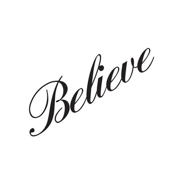 Simply Inked Believe Temporary Tattoo Pack of 5, Size: 1.5 x 2 inch l Black l