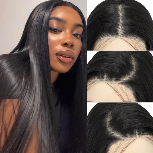 X-TRESS 32 Inch Black Wig Straight Hd Lace Front Wigs For Women 13x4 Synthetic Lace Front Glueless Wig Pre Plucked Baby Hair
