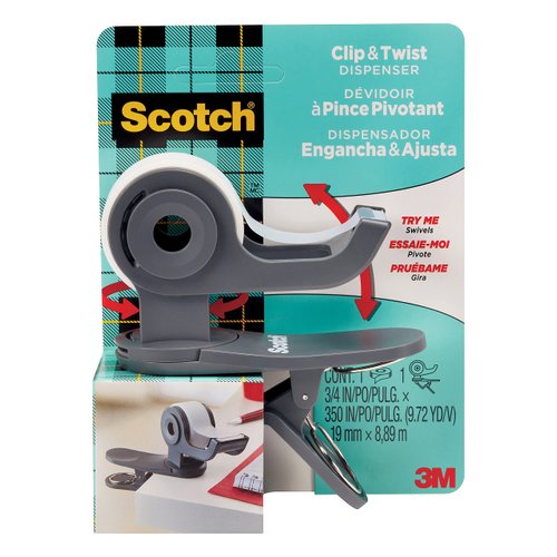 Scotch Desktop Tape Dispenser, Great for Gift Wrapping, 1 Dispenser (C19-CLIP-CCW),Black