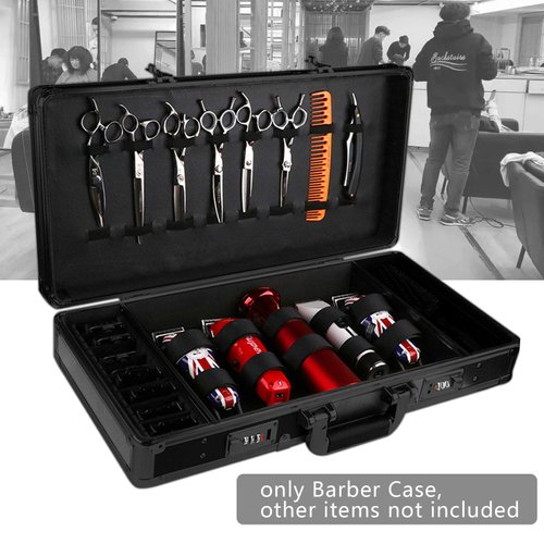 WUPYI Professional Barber Carrying Case,Portable Barber Supplies Tools Storage Case with Lock Travel Hair Cutting Kit Mobile Barber Stations for Salon Hair Stylist,Black