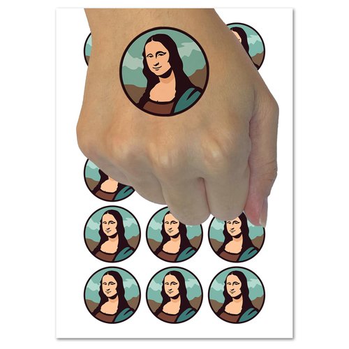Mona Lisa Painting by Leonardo Da Vinci Temporary Tattoo Water Resistant Fake Body Art Set Collection - 54 1" Tattoos (1 Sheet)