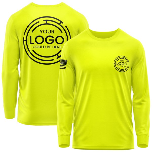 Custom Long Sleeve Shirts for Men, Hi Vis Safety Customized Workwear Company Uniform Long Sleeved Shirt Black
