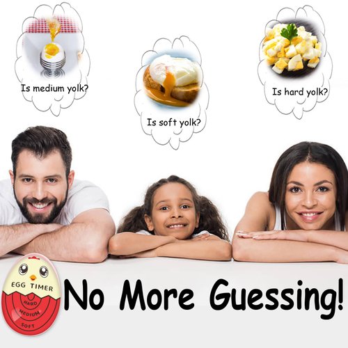 Lasubst Egg Timer for Boiling Eggs Soft Hard Boiled Egg Timer That Changes Color When Done,Red