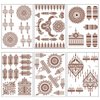 Brown Henna Temporary Tattoo Semi Permanent Fake Tattoos Mandala Flowers Lace Tattoo Stickers Waterproof Tattoo Markers Wedding Party Festival Tattoos Decorations Face Body Tattoo Supplies Set 6PCS
