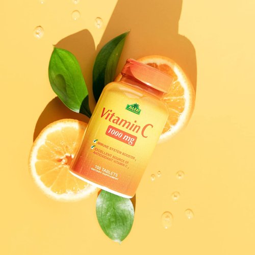 ALFA VITAMINS Vitamin C supplement with 1000mg - Powerful antioxidant - Immune Booster - Protection from common Cold - Promotes Healthy Skin - 100 Tablets