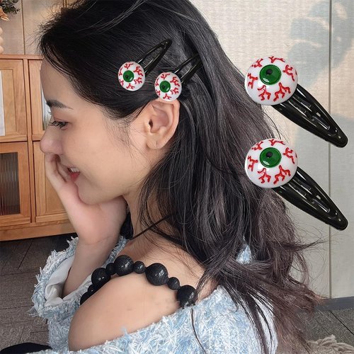 8Pcs Horror Goth Hair Clips for Women,Scary Eye Black Bow Hair Clip,Halloween Hair Clips Gothic Hairpin Barrettes for Thick Hair Thin Hair Cosplay Halloween Hair Accessories Decoration(Horror Eye＆Bow)