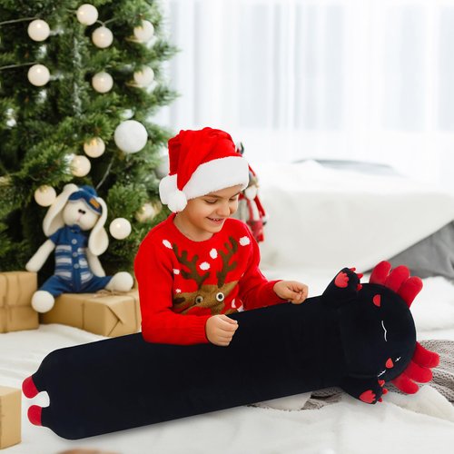 Chubbyjoy Axolotl Plush Toy, Cute Axolotl Stuffed Animal Soft Long Plushie Body Pillow for Girls and Boys Adults Gifts, 20", Black