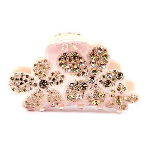 CHRYSE Austrian Rhinestone Hair CLAMP Claw Clip Barrette Pony Holder C705P Pink
