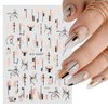 9 Sheets Rose Gold Nail Art Stickers Decal,Retro Rose Gold Nail Foil Decals Nail Supplies 3D Self-Adhesive Graffiti Fun Abstract Leopard Print Botanical Line Nail Design Luxury for Nail Art Decoration