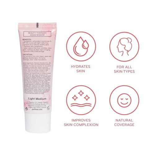 pūrlisse Radiant Glow Illuminating BB Cream Spf30 Hydrating and Moisturizing Natural Organic Cruelty-free Sulphate & Paraben Free For All Skin Even Sensitive Skin 1.4 Fl Oz (Tan Deep)