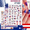 8 Sheets 4th of July Nail Art Stickers American Independence Day Nail Design Decals 3D Self-Adhesive Nail Art Supplies USA Flag Patriotic Stickers Manicure Sticker for Memorial Day