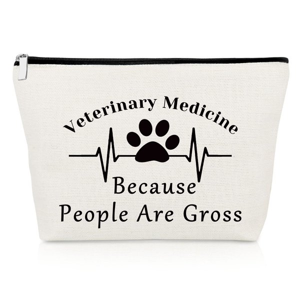 Gevody Veterinarian Gift Vet Tech Makeup Bag Gift for Women Animal Rescue Gift Veterinary Technician Gift for Dog Lover Medical Graduate Dog Doctor Cosmetic Bag Animal Lover Travel Makeup Pouch