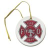 FIRE DEPARTMENT FD SHIELD Heroes 2 7/8 inch Hanging Ceramic Ornament